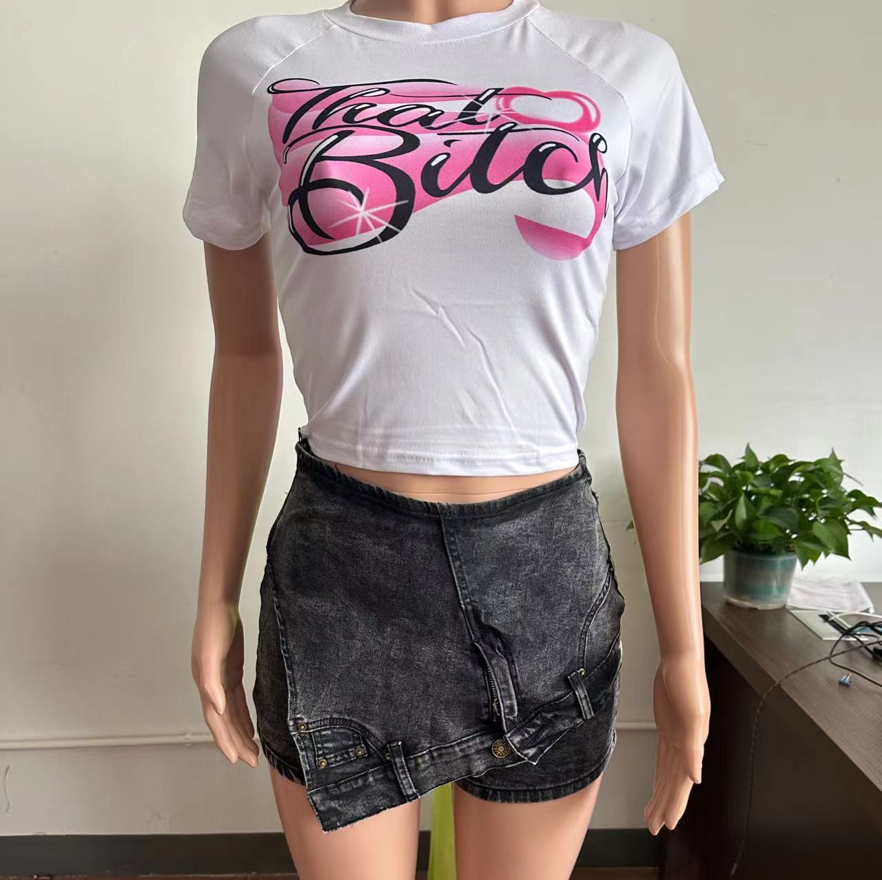 F207 European and American Clothing Cross-Border Jeans Women's Low-Waist Splicing Slim Stretch Asymmetrical Trendy Denim Shorts