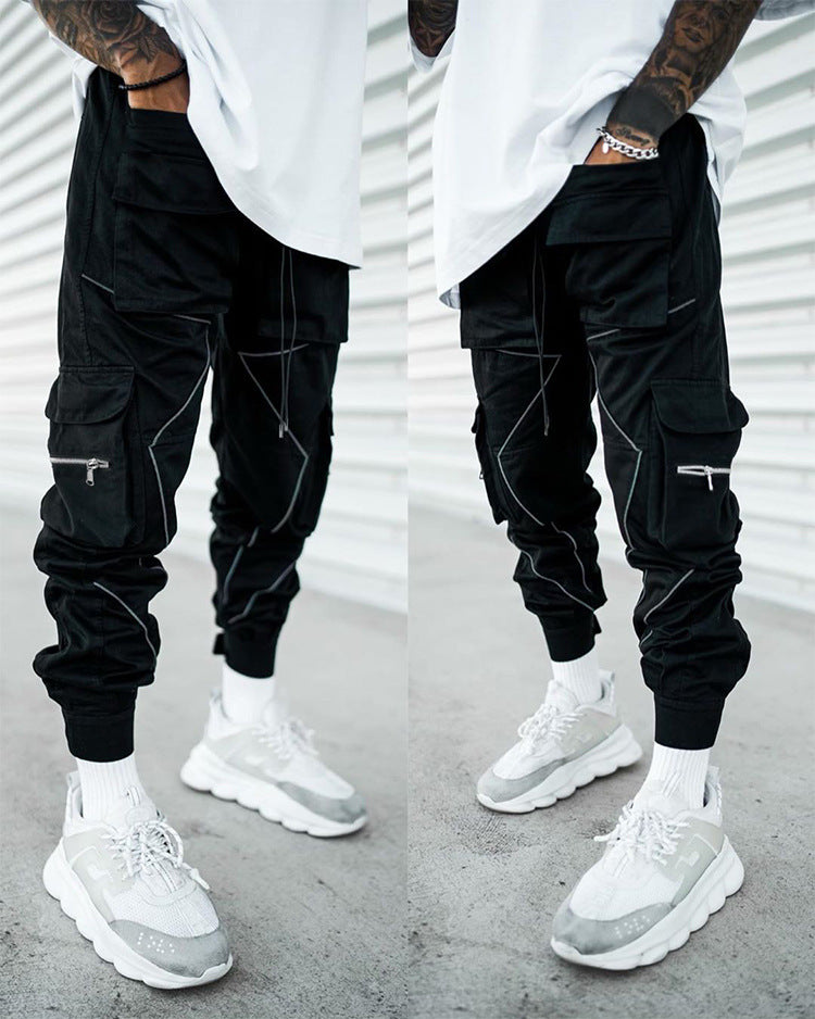 European and American Cross-border Personality Trendy Brand Loose Multi-pocket Casual Work Pants Men's Summer Cotton Men's Trousers for Foreign Trade