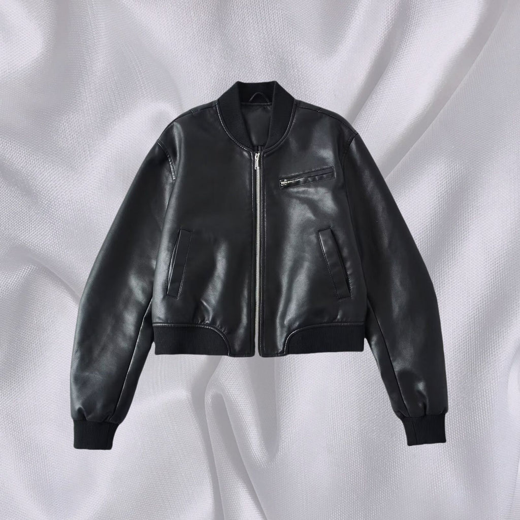 European and American Cross-Border Supply Wholesale Autumn New Hot Girl Retro Stand Collar Flight Leather Jacket for Women