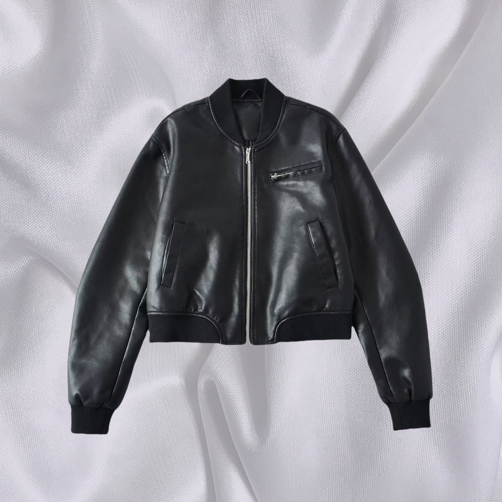 European and American Cross-Border Supply Wholesale Autumn New Hot Girl Retro Stand Collar Flight Leather Jacket for Women