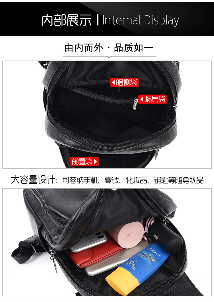 Backpack Women 2024 New Autumn Fashion Soft Leather Bag Casual Backpack Large Capacity Travel Student Women's Backpack