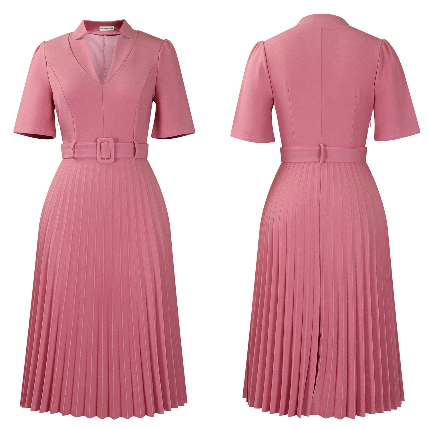 D563 Foreign Trade Cross-border Women's Clothing Summer New Short-sleeved V-neck Pleated High Waist Fashion Elegant Waist African dress