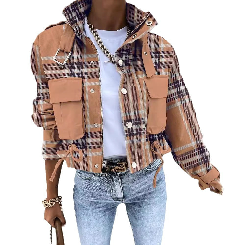 2026 Autumn and Winter Cross-Border Women's European and American New Style Amazon Aliexpress Printed Short Casual Long-Sleeved Jacket Top