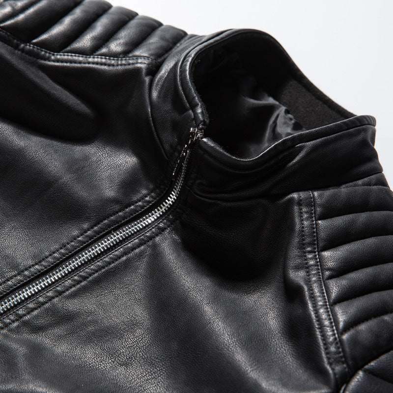 Amazon Men's Casual Jacket Men's Slim Biker Jacket Men's PU Leather Jacket Leather Men's Korean Style Jacket