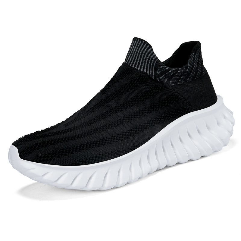 Cross-Border New Couple's Slip-On Summer New Fly-Knit Breathable Running Shoes Girls' Shoes Knitted Women's Shoes