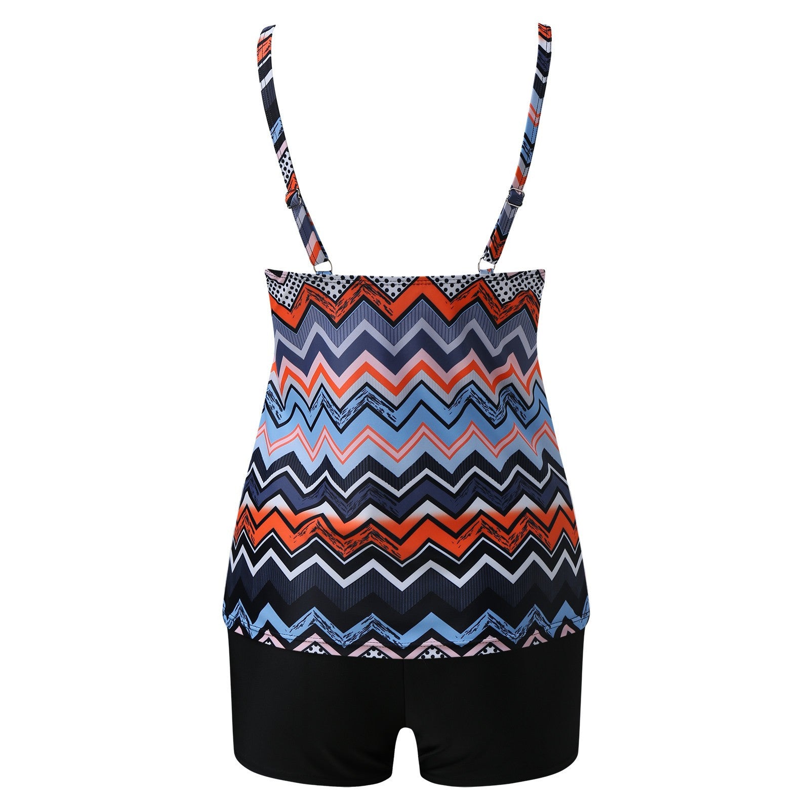 Cross-border 2024 European and American Foreign trade new double shoulder strap flat chest Amazon tankini high waist boxers split swimsuit