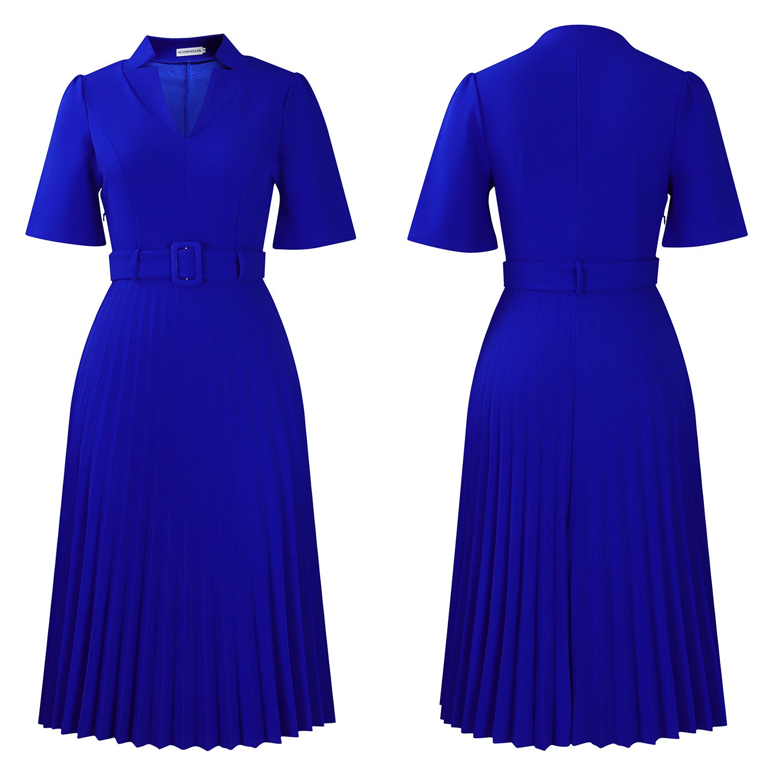 D563 Foreign Trade Cross-border Women's Clothing Summer New Short-sleeved V-neck Pleated High Waist Fashion Elegant Waist African dress