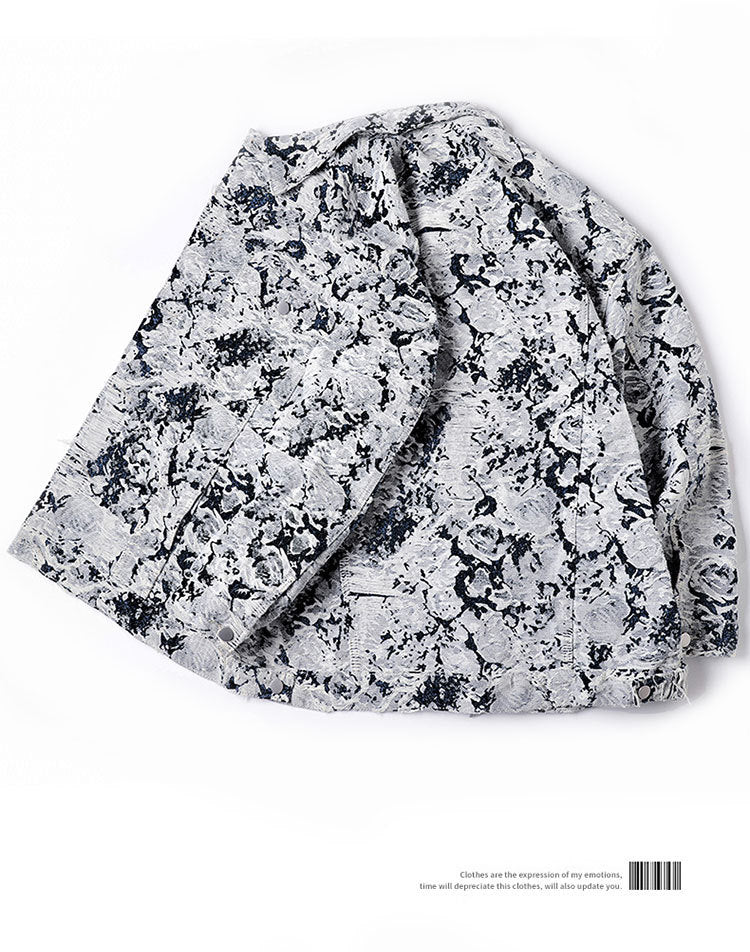 New Trendy Brand Men's Spring Jacket for Men and Women, Versatile Small Fragrance Couple Jacquard Loose Denim Jacket for Men