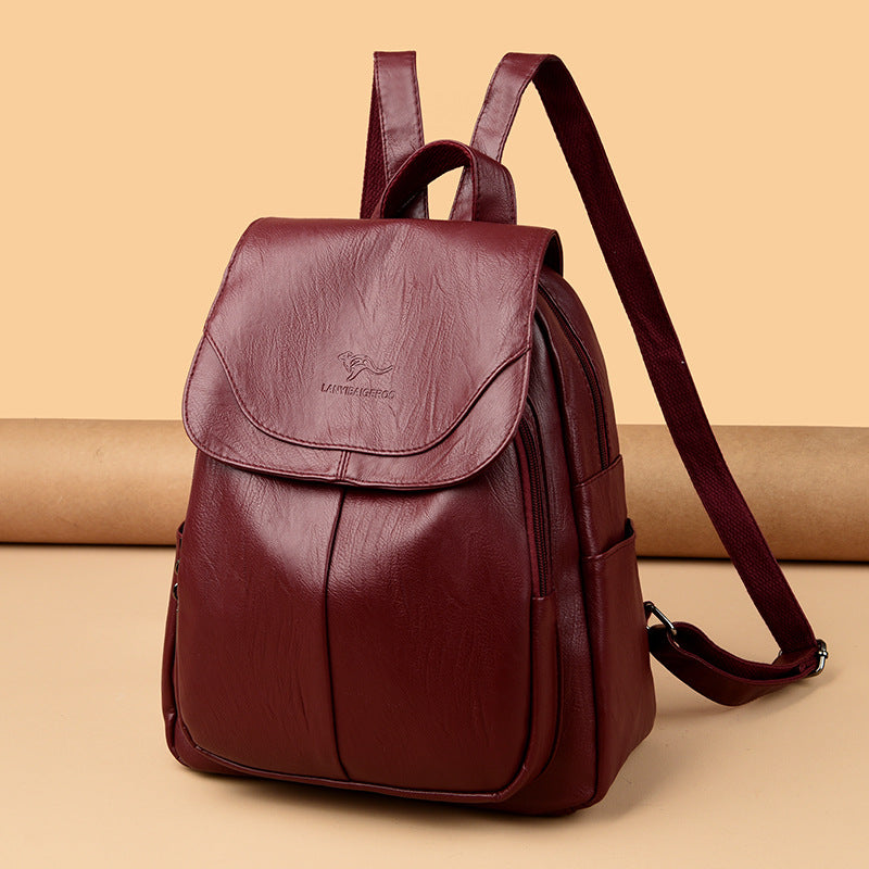 Cross-Border Hot-Selling Backpack for Women Cross-Border European and American Popular Solid Color Backpack High-End Commuter Women's Backpack for Women