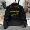2025 Black Denim Jacket Men's Spring and Autumn Korean Style Trendy Retro Jacket Trendy Brand Letter Print Jacket