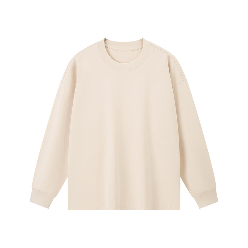 300g combed skin-friendly padded cotton long sleeve T-shirt men's 2024 autumn and winter solid color round neck bottoming shirt top
