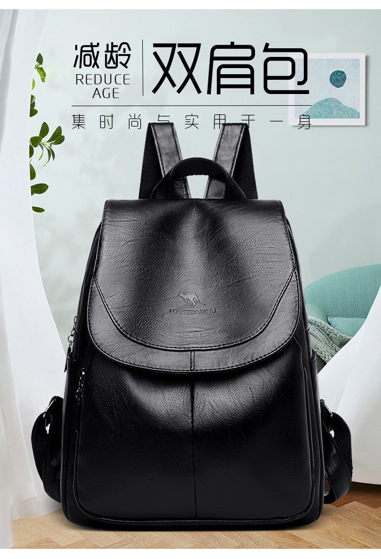 Backpack Women 2024 New Autumn Fashion Soft Leather Bag Casual Backpack Large Capacity Travel Student Women's Backpack