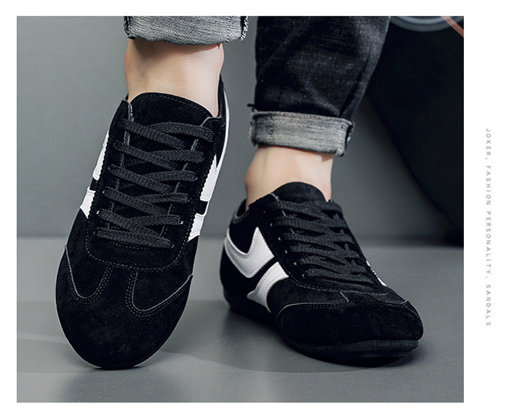 Men's Casual Shoes Fashion Vintage German Training Shoes Breathable Flat Single-layer Shoes Sports Forrest Gump Shoes Lace-up Men's Shoes Bean Shoes