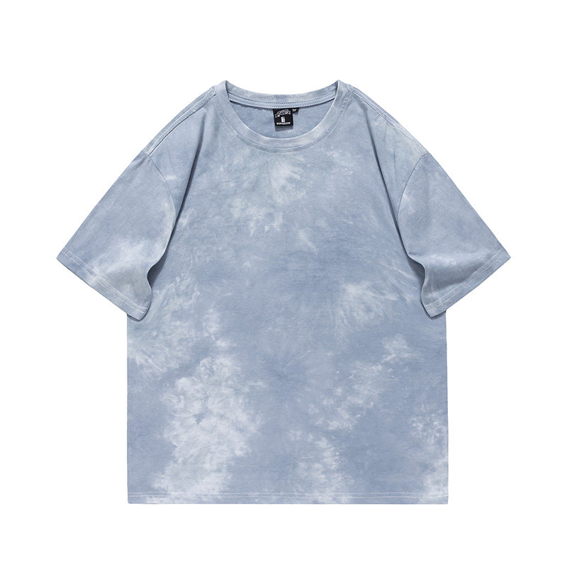 Cross-border Exclusive New Tie-dye T-shirt Men's Short-sleeved Summer Pure Cotton T-shirt Loose Ins Trendy Brand Colorful Top Clothes