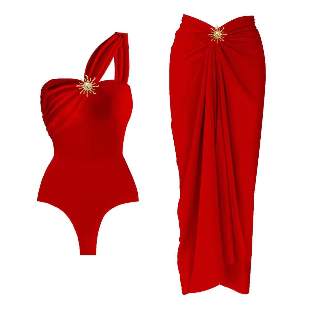 2025 Amazon New Women's Swimsuit AliExpress Solid Color Sexy High-end Fashion Hot Spring Swimsuit Women