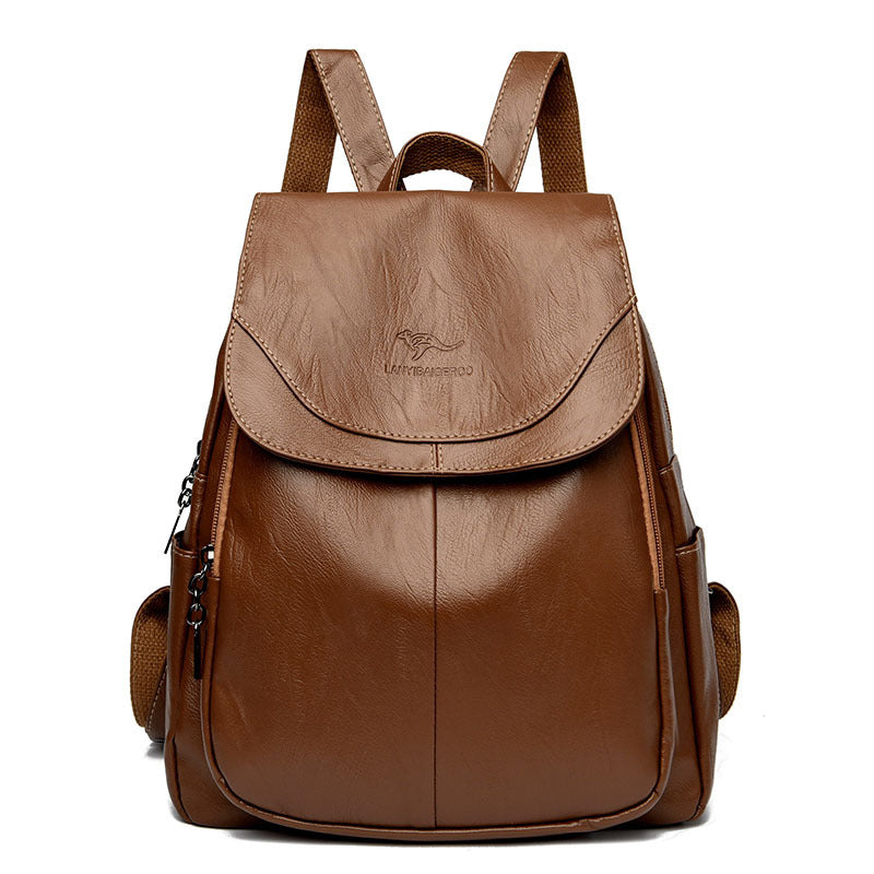 Cross-Border Hot-Selling Backpack for Women Cross-Border European and American Popular Solid Color Backpack High-End Commuter Women's Backpack for Women