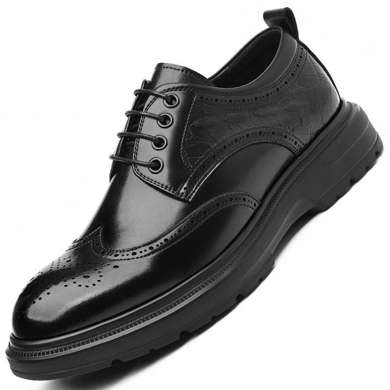 Brogue British Shoes Suit Thick-Soled Polished Derby Shoes Autum New Men's Casual Business Formal Groom's Shoes