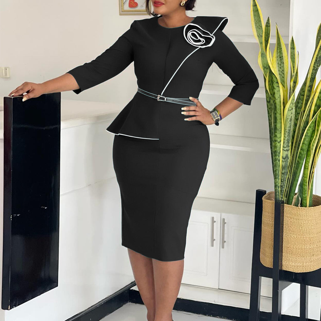 D551 Foreign Trade Women's Wear 2024 Spring New Fashion Elegant OL Tongle Pencil Skirt Hip African dress