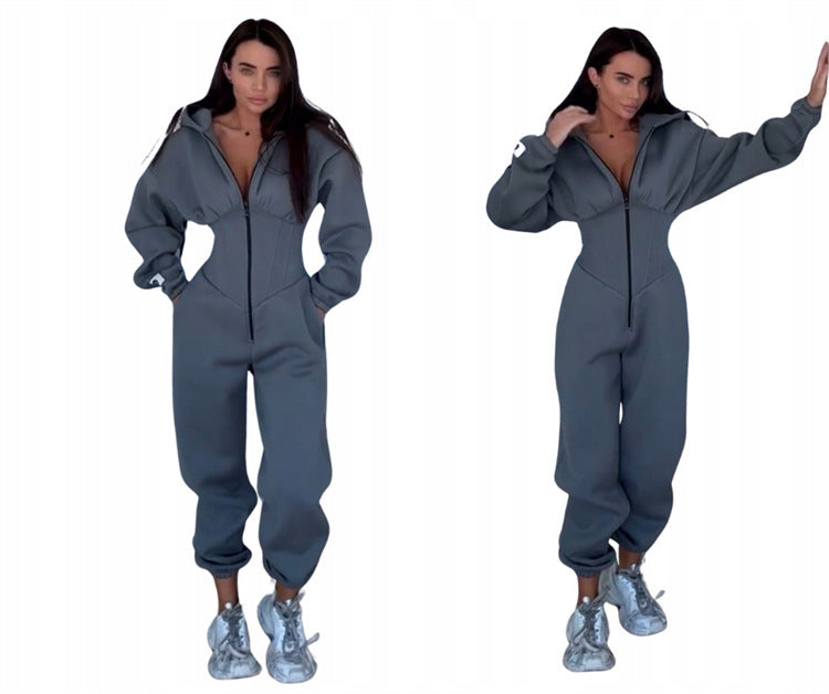 Cross-Border Foreign Trade 2026 Amazon Ebay Hot-Selling Popular Sports and Leisure Women's Hooded Jumpsuit Set