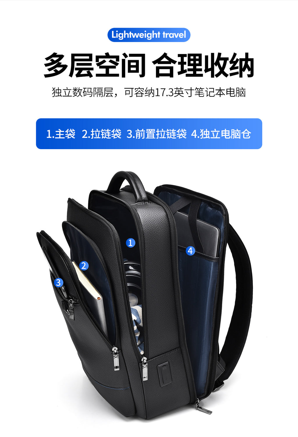 Men's Backpack Simple Cross-Border New Business Pu Water-Repellent Laptop Bag Large Capacity Backpack