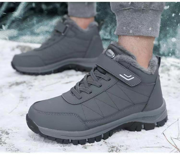 Middle-aged and elderly walking shoes autumn and winter fleece-lined round toe cotton in stock warm thickened cross-border foreign trade shoes men's shoes