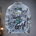 Autumn 2024 Men's Denim Jacket Coat Printed Casual Handsome Fashion Brand All-match Top Men's Jeans