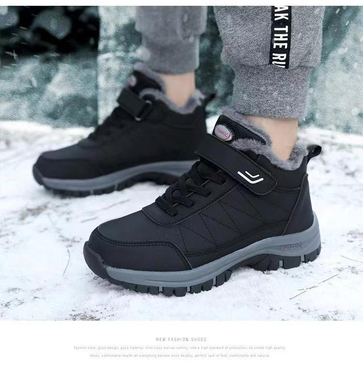 Middle-aged and elderly walking shoes autumn and winter fleece-lined round toe cotton in stock warm thickened cross-border foreign trade shoes men's shoes