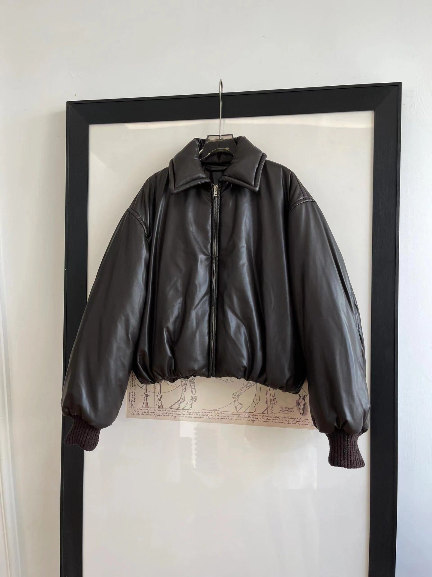 Hailey Kendou's Same Ac New Retro Motorcycle Leather Jacket Women's 25 Winter Pilot Cotton Jacket