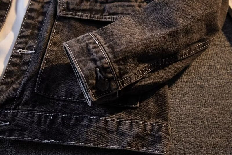 Autumn and Winter Denim Jacket Men's Korean-style Trendy Letter Printed Hong Kong-style Jacket Trendy Simple Loose Casual Denim Jacket