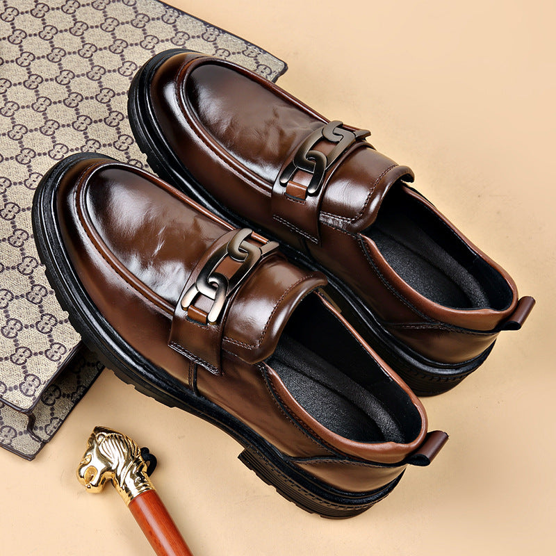 Cowhide Business Loafer — Men's Low-Top Leather Shoe