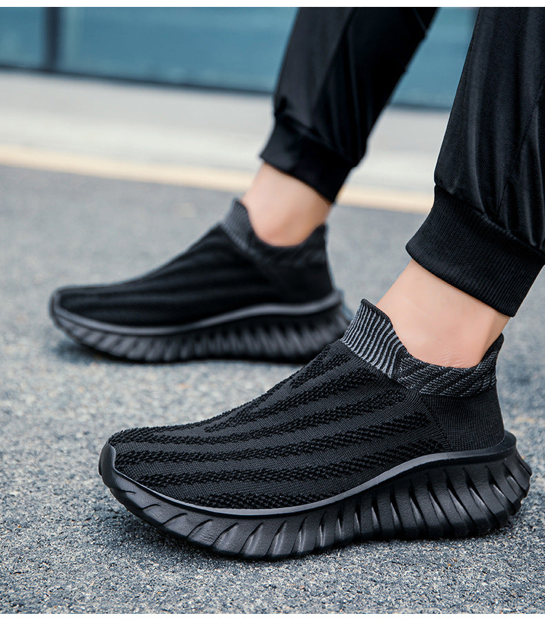 Cross-Border New Couple's Slip-On Summer New Fly-Knit Breathable Running Shoes Girls' Shoes Knitted Women's Shoes