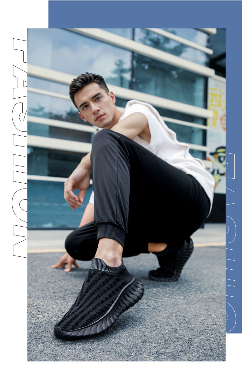 Cross-Border New Couple's Slip-On Summer New Fly-Knit Breathable Running Shoes Girls' Shoes Knitted Women's Shoes