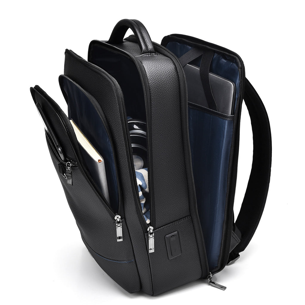 Men's Backpack Simple Cross-Border New Business Pu Water-Repellent Laptop Bag Large Capacity Backpack