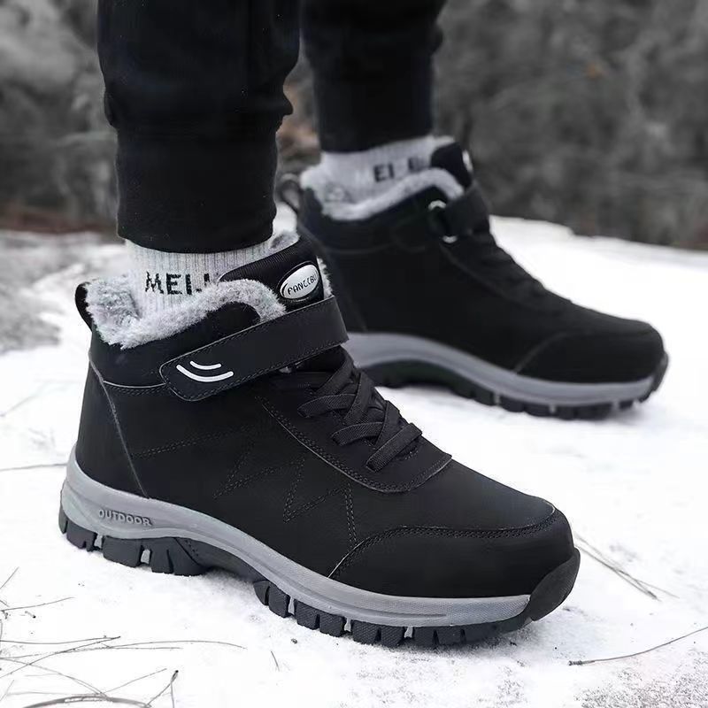 Middle-aged and elderly walking shoes autumn and winter fleece-lined round toe cotton in stock warm thickened cross-border foreign trade shoes men's shoes