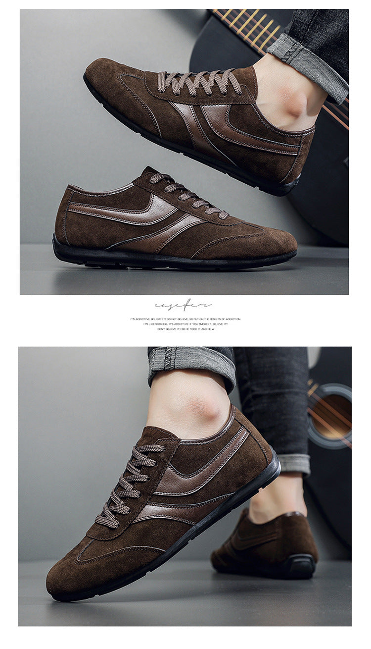 Men's Casual Shoes Fashion Vintage German Training Shoes Breathable Flat Single-layer Shoes Sports Forrest Gump Shoes Lace-up Men's Shoes Bean Shoes