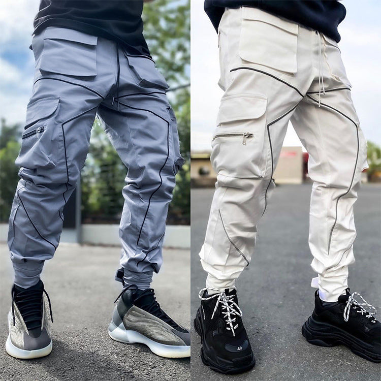 European and American Cross-border Personality Trendy Brand Loose Multi-pocket Casual Work Pants Men's Summer Cotton Men's Trousers for Foreign Trade