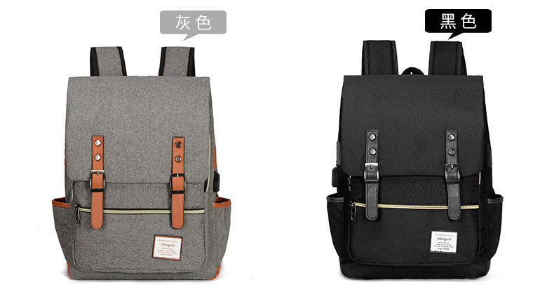Foreign trade new schoolbag men's personality retro outdoor canvas travel backpack women's fashion backpack a generation of hair