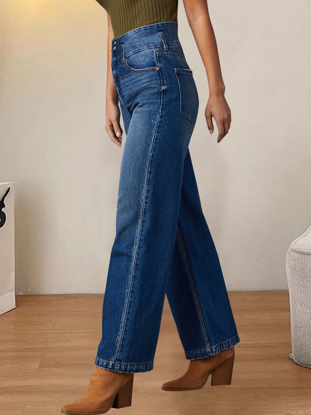 Amazon Aliexpress Cross-Border European and American Mid-Waist Comfortable Straight-Leg Denim Pants Women's Clothing Source Factory