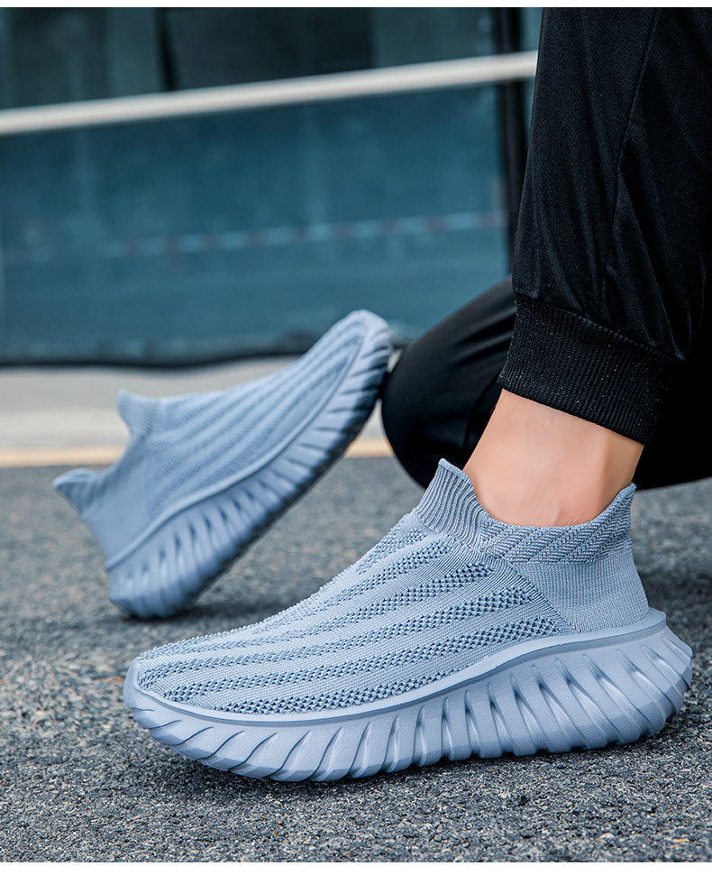 Cross-Border New Couple's Slip-On Summer New Fly-Knit Breathable Running Shoes Girls' Shoes Knitted Women's Shoes