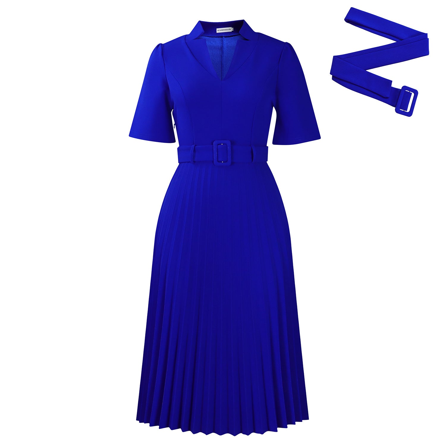 D563 Foreign Trade Cross-border Women's Clothing Summer New Short-sleeved V-neck Pleated High Waist Fashion Elegant Waist African dress