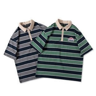 Striped Short-Sleeve Men's T-Shirt, Pure Cotton, 2026 Summer New Trendy Men's Fashion, Chinese Style Loose Half-Sleeve Top