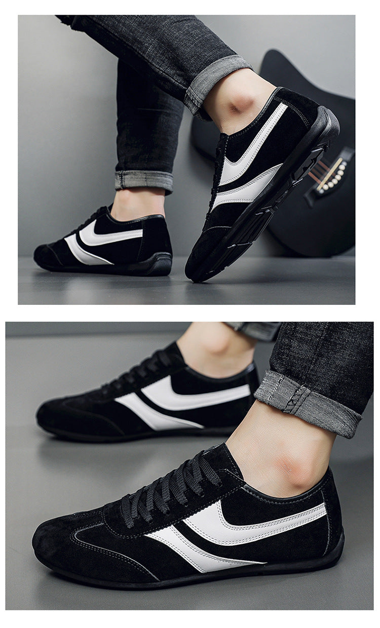 Men's Casual Shoes Fashion Vintage German Training Shoes Breathable Flat Single-layer Shoes Sports Forrest Gump Shoes Lace-up Men's Shoes Bean Shoes