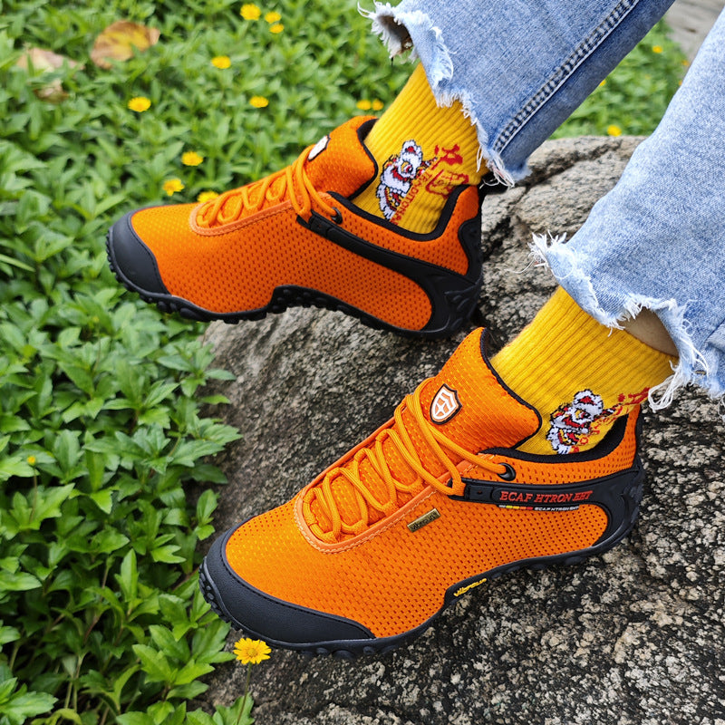 2024 spring, summer and autumn outdoor hiking shoes men's and women's hidden height waterproof mesh breathable sports non-slip hiking shoes