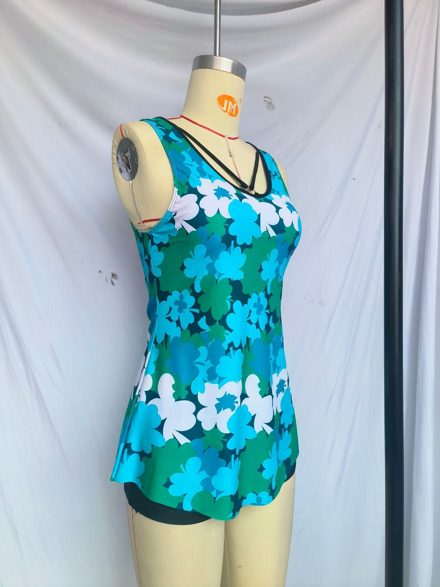 Split plus size Printed Flat Angle European and American Style Conservative Sling Tankini Swimsuit Women's Independent Station Cross-border Foreign Trade in stock