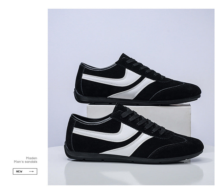 Men's Casual Shoes Fashion Vintage German Training Shoes Breathable Flat Single-layer Shoes Sports Forrest Gump Shoes Lace-up Men's Shoes Bean Shoes