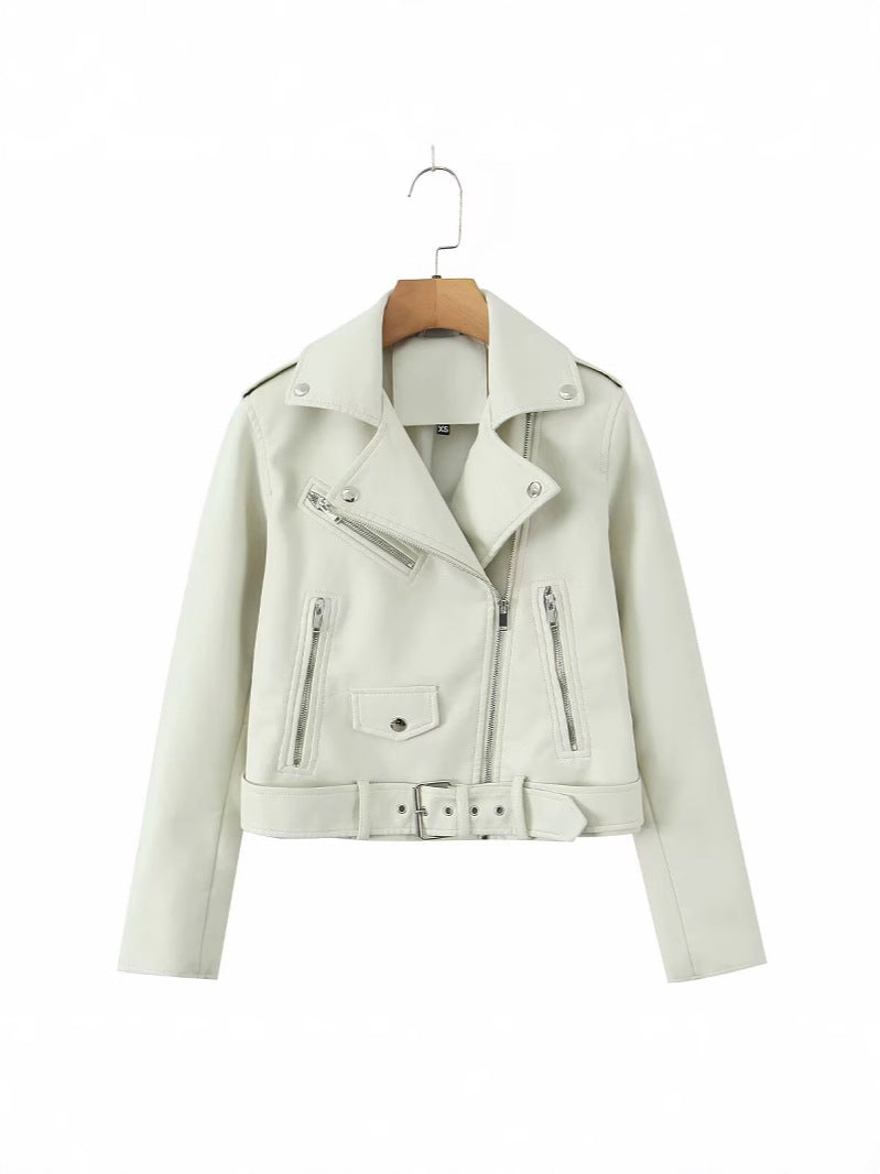 European and American style 2025 spring new Amazon women's imitation leather motorcycle jacket leather coat cross-border Amazon