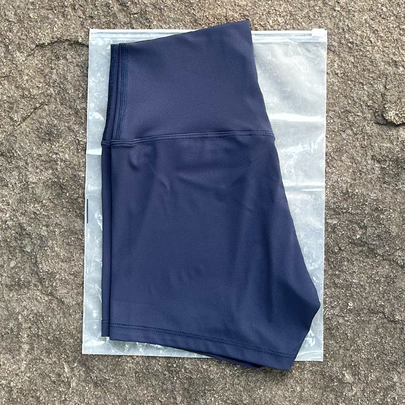 New Nude High-Waist Brushed Shorts Yoga Wear Nylon Shorts Women's Tight Yoga Three-Point Sports Shorts Peach