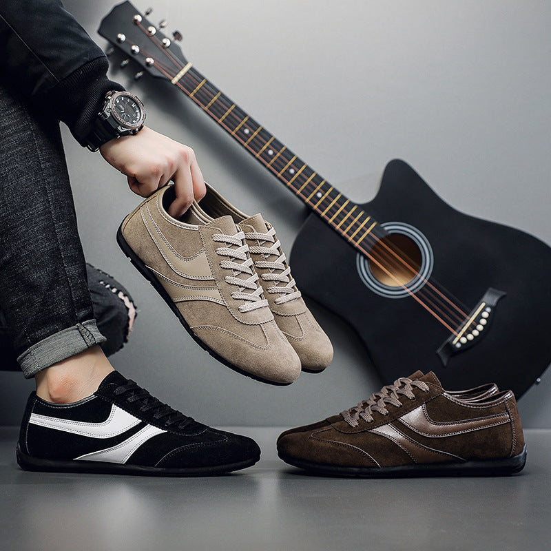 Men's Casual Shoes Fashion Vintage German Training Shoes Breathable Flat Single-layer Shoes Sports Forrest Gump Shoes Lace-up Men's Shoes Bean Shoes