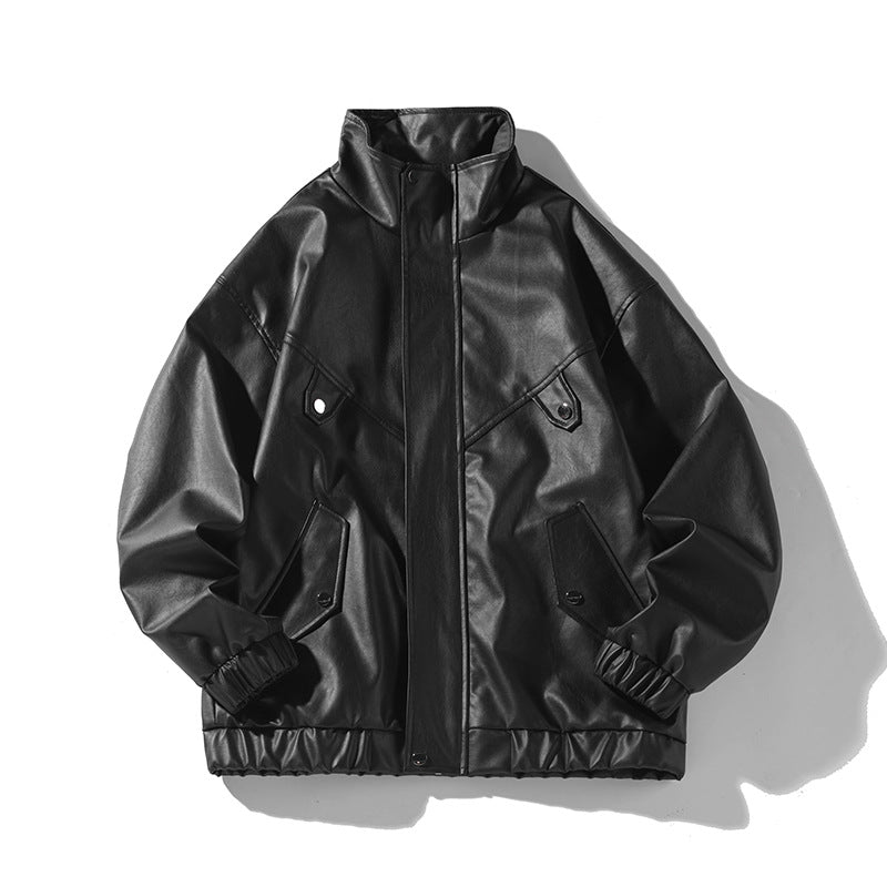 Casual Sports autumn and winter couple motorcycle clothing loose top leather jacket American retro men's and women's leather jacket
