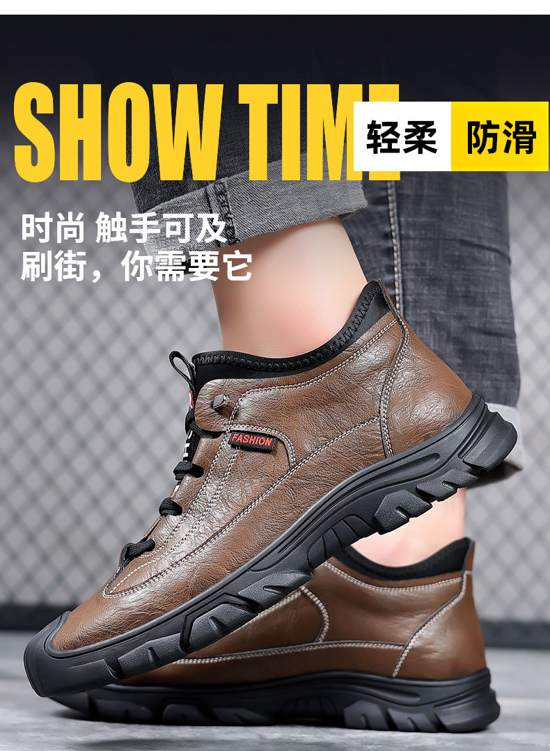 2023 autumn and winter new men's shoes fashion outdoor casual shoes hiking shoes simple trend work shoes a generation of hair